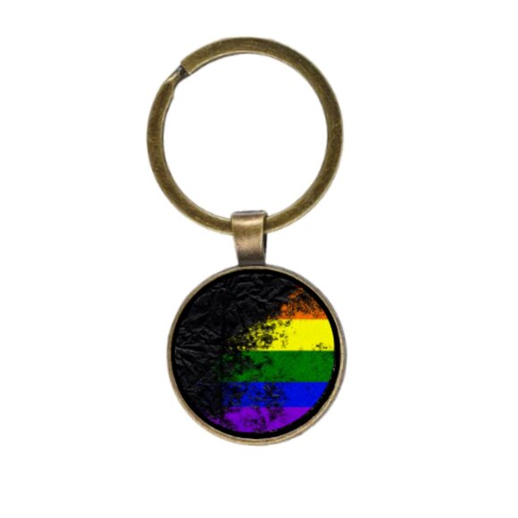 LBGTQ+ GRUNGE FLAG CUSTOM KEY RING - Picture 2 of 5